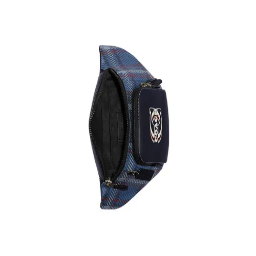 COACH Track Canvas With Leather Fanny Pack Medium Size Women's Marine Blue
