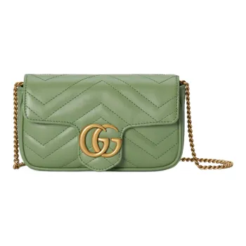 GUCCI GG Marmont Leather Shoulder Bag, Crossbody Bag Extra Mini Women's Green