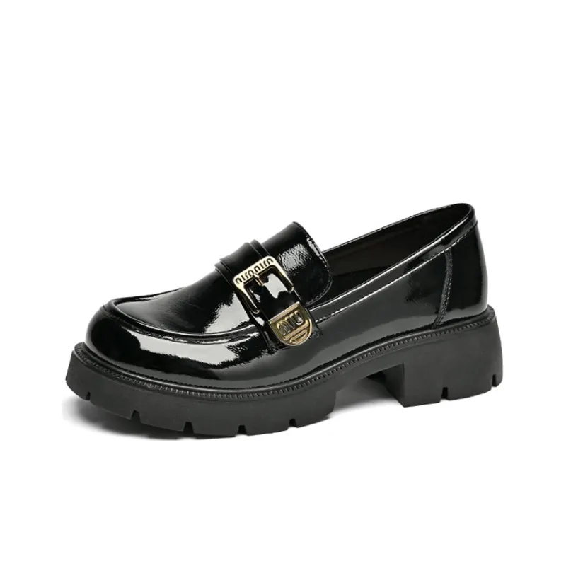 GEMEIQ Loafers Women's Low Top Black/Khaki Gray-0