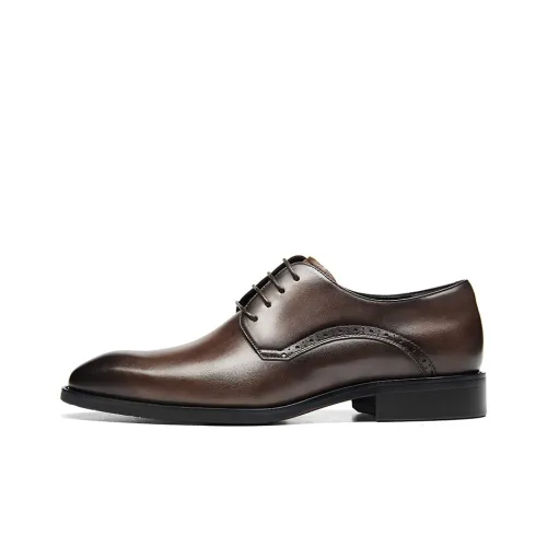 KANGNAI Dress Shoes Men Low-Top Brown