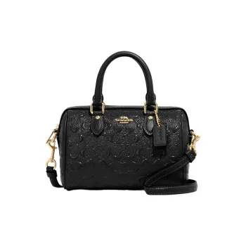 COACH Patent Leather With Smooth Leather Handbag, Shoulder Bag, Crossbody Bag Mini Women's Black