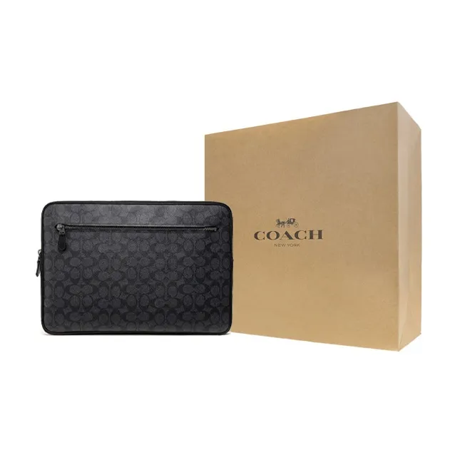 COACH Leather Briefcase, Envelope Bag, Clutch Tubas Men's Black Charcoal Black-4