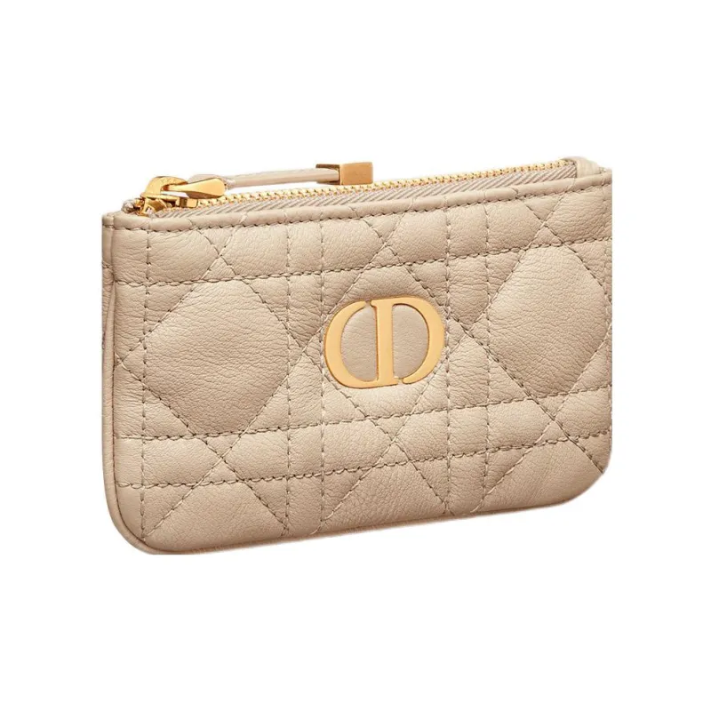 DIOR Caro Cannage Calfskin Key Pouch Women's Sand-1