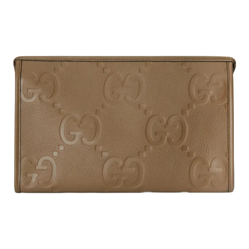 GUCCI Leather Clutch Men's Taupe-0