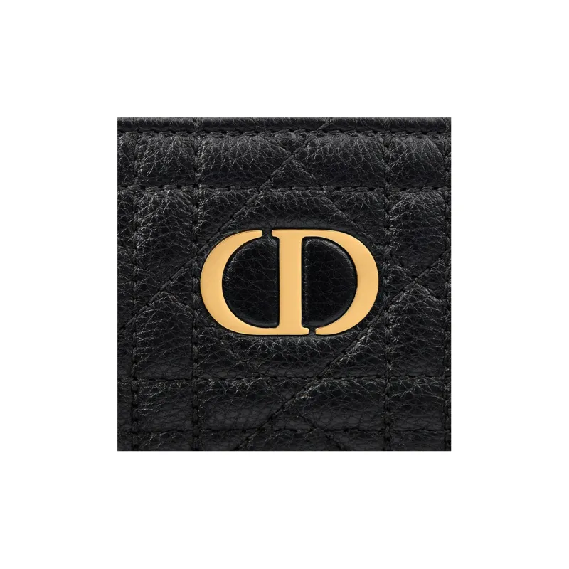 DIOR Caro Cannage Calfskin Key Pouch Women's Black-3