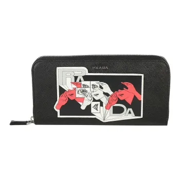 PRADA Calfskin Wallet Men's Black