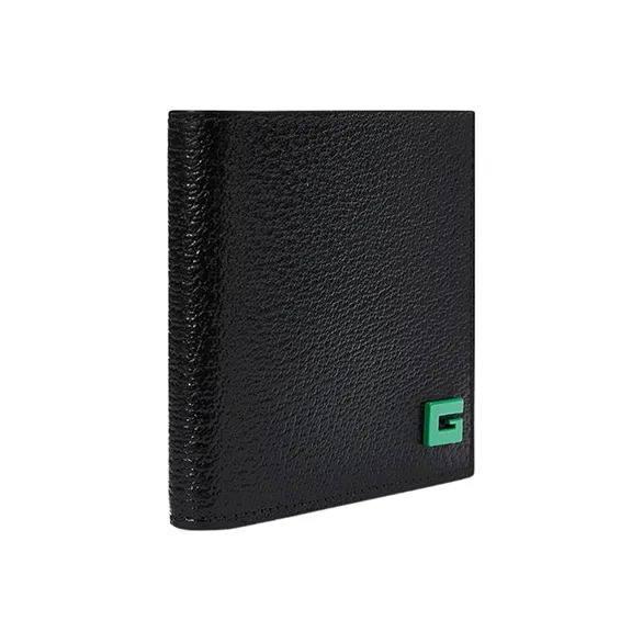 GUCCI Leather Card Holder Men's Black/Green-1