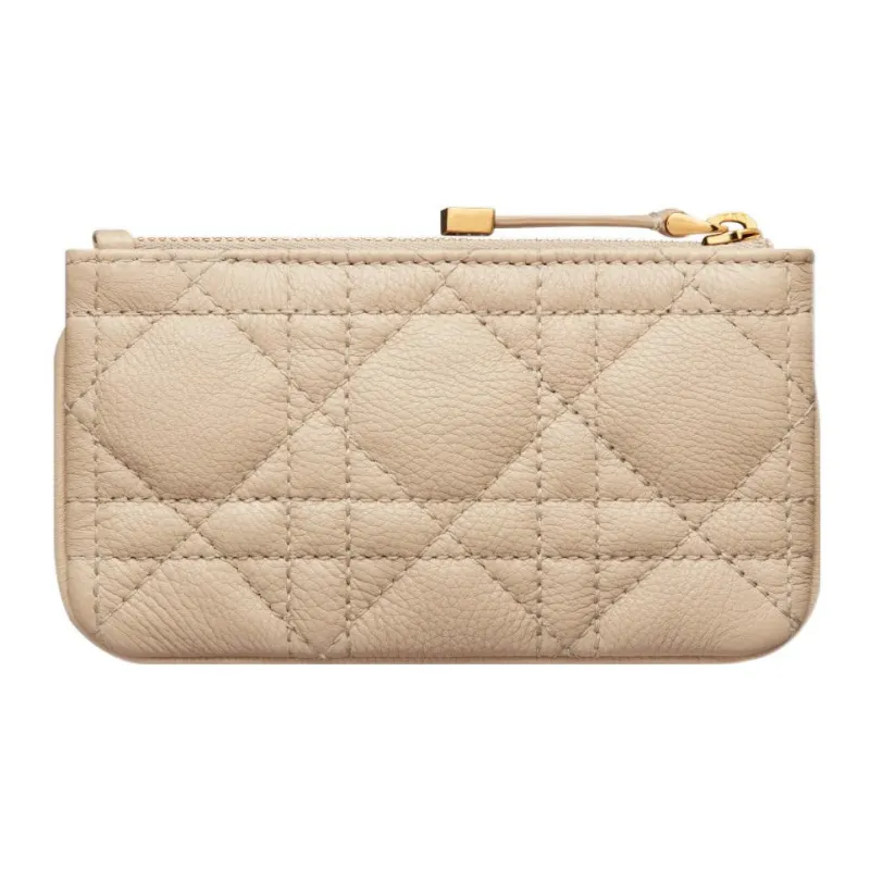 DIOR Caro Cannage Calfskin Key Pouch Women's Sand-2