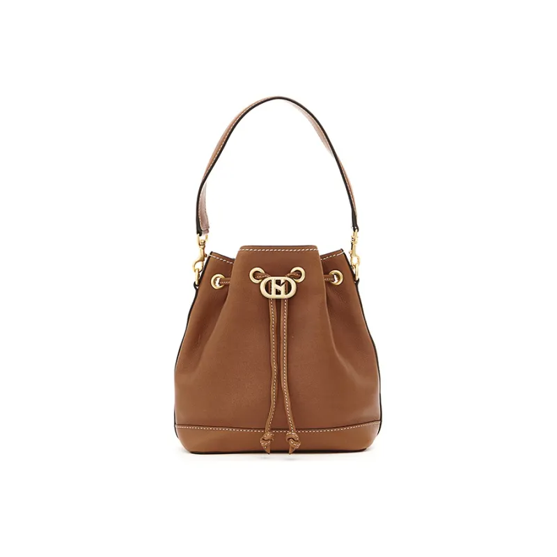 HAZZYS Cow Leather Handbag, Shoulder Bag, Crossbody Bag Medium Size Women's Dark Brown-1