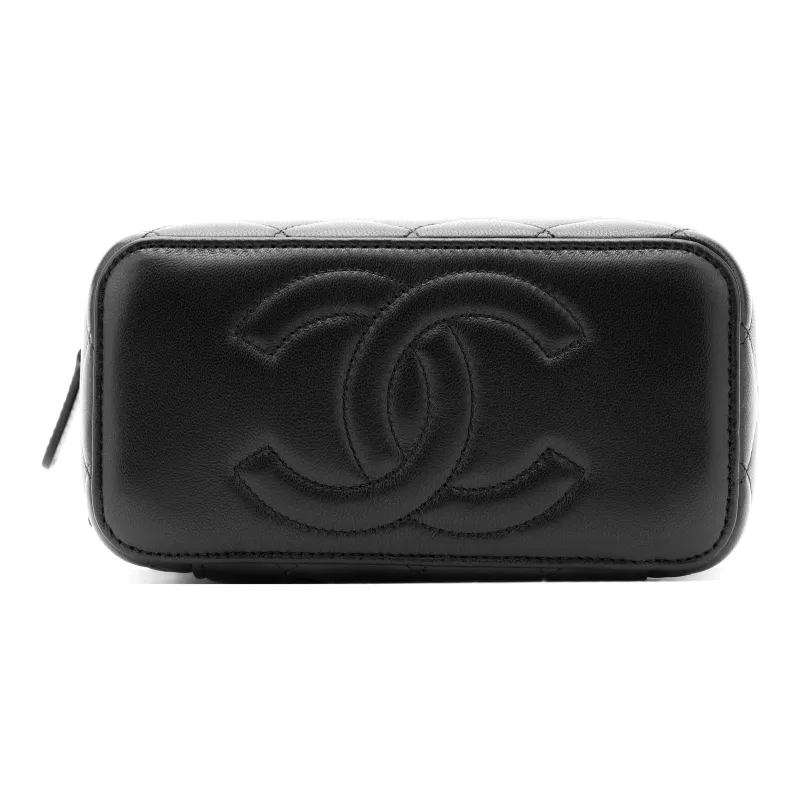 CHANEL Sheepskin Box Bag, Shoulder Bag, Crossbody Bag Women's Black-4