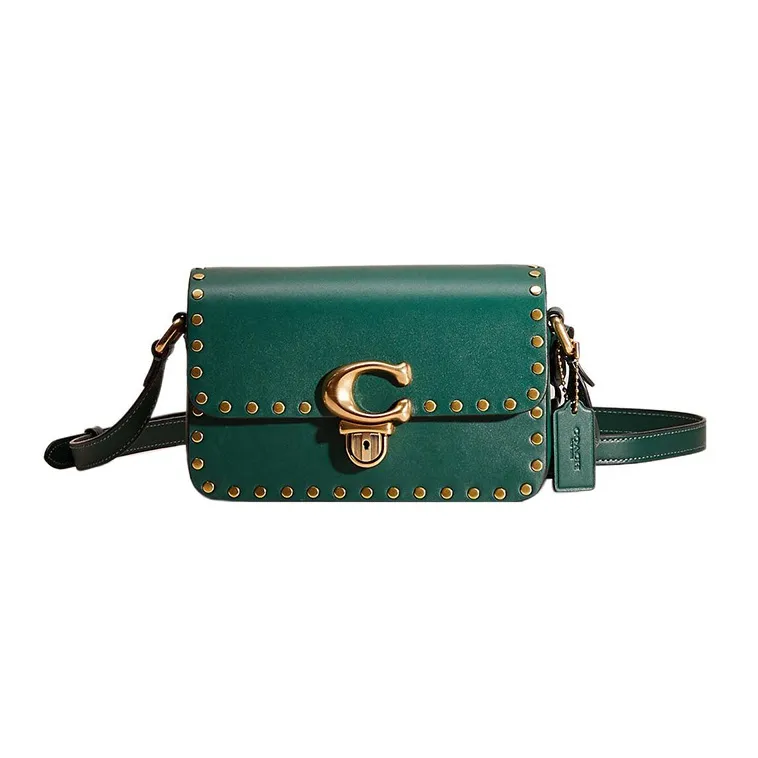 COACH Studio Glove Tanned Leather Messenger Bag, Shoulder Bag, Crossbody Bag Small Size Women's Peacock Green-0