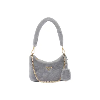 PRADA Plush Shoulder Bag, Handbag, Shoulder Bag Women's Gray