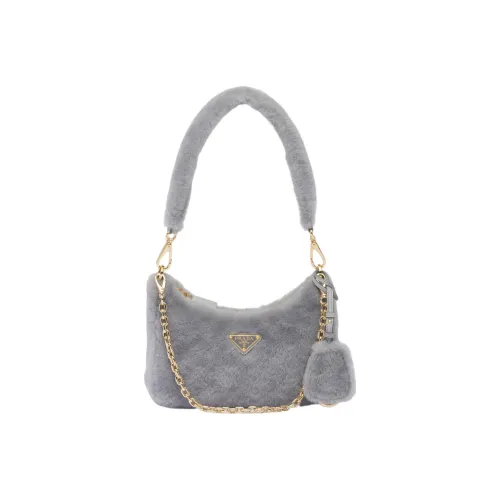 PRADA Plush Shoulder Bag, Handbag, Shoulder Bag Women's Gray