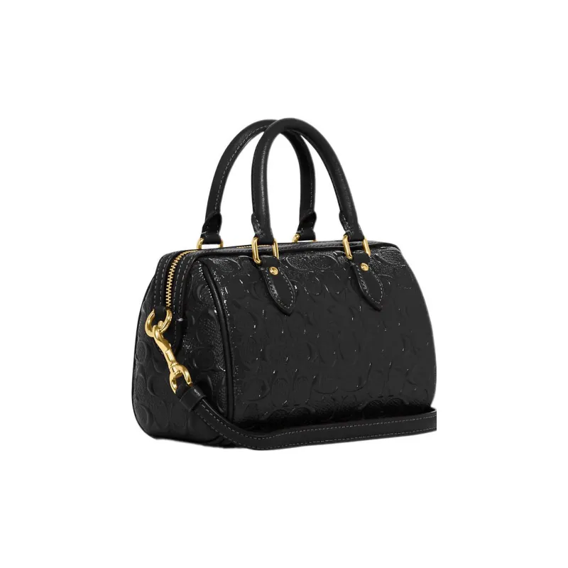 COACH Patent Leather With Smooth Leather Handbag, Shoulder Bag, Crossbody Bag Mini Women's Black-1