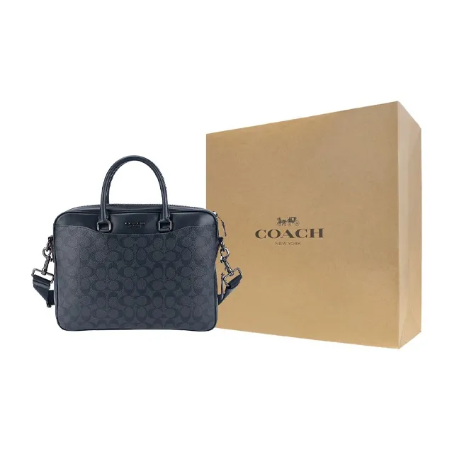 COACH Beckett Canvas With Leather Briefcase Large Size Men's Charcoal Black Monogram-3