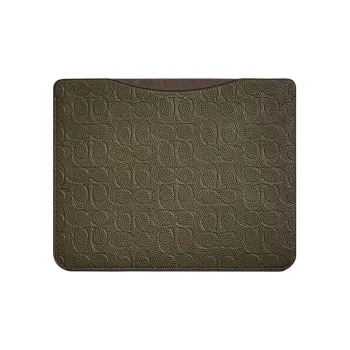 COACH Laptop Sleeve Signature Polished Pebbled Leather Laptop Computer Set Unisex Quartz Color
