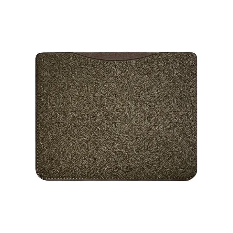 COACH Iconic Polished Pebbled Leather Laptop Sleeve Unisex Quartz Color-0