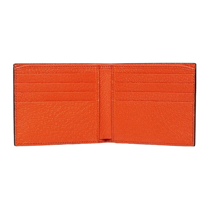 GUCCI Leather Card Holder Men's Black/Orange-3