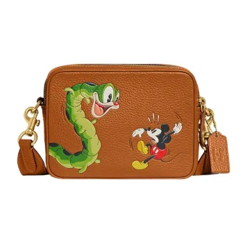 COACH Disney Collaboration Flight Leather Shoulder Bag Crossbody Bag Small Size Women's Brown