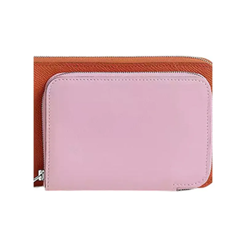 HERMES Epsom Calfskin With Swift Calfskin Wallet Women's Red Clay/Brocade Pumpkin Purple/Copper Red/Waterman Blue-2
