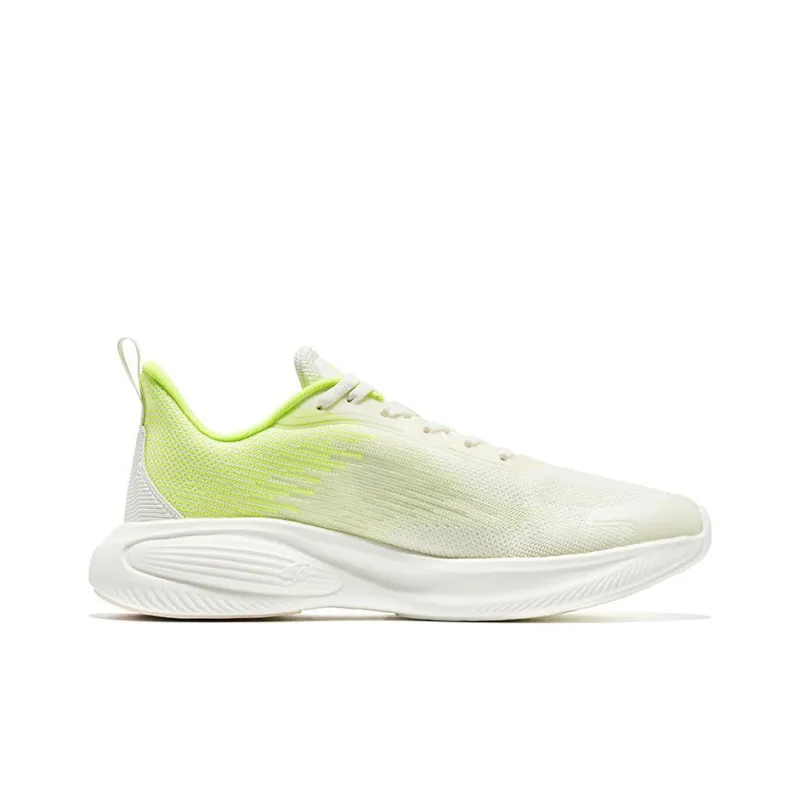 Erke Bullets Cushioned Anti-Slip Wear-Resistant Breathable Lightweight Low-Top Running Shoes Men's White Green-1