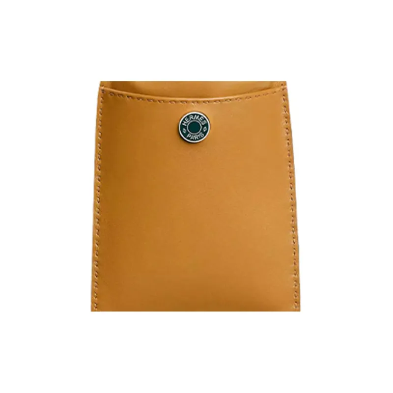 HERMES Pilo Milo Lambskin With Swift Calfskin Cell Phone Pouch Women's Sesame & Violet-3