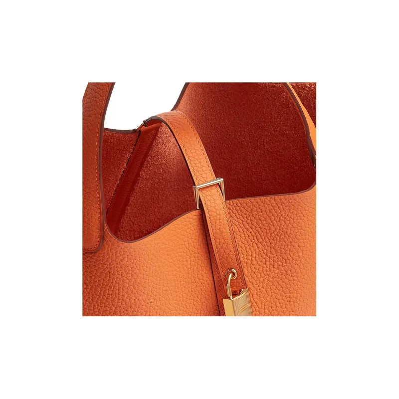 HERMES Picotin Taurillon Clemence Leather Basket Bag Handbag Bucket Bag 22 Women's 93 Orange Hermes Orange-3