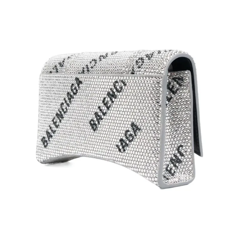 Balenciaga Hourglass Calfskin Hourglass Bag Chain Wallet Shoulder Bag Crossbody Bag Women's Silver-1