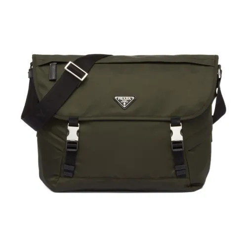 PRADA Recycled Nylon Saffiano Leather Messenger Bag Crossbody Bag Shoulder Bag Men's Moss Green