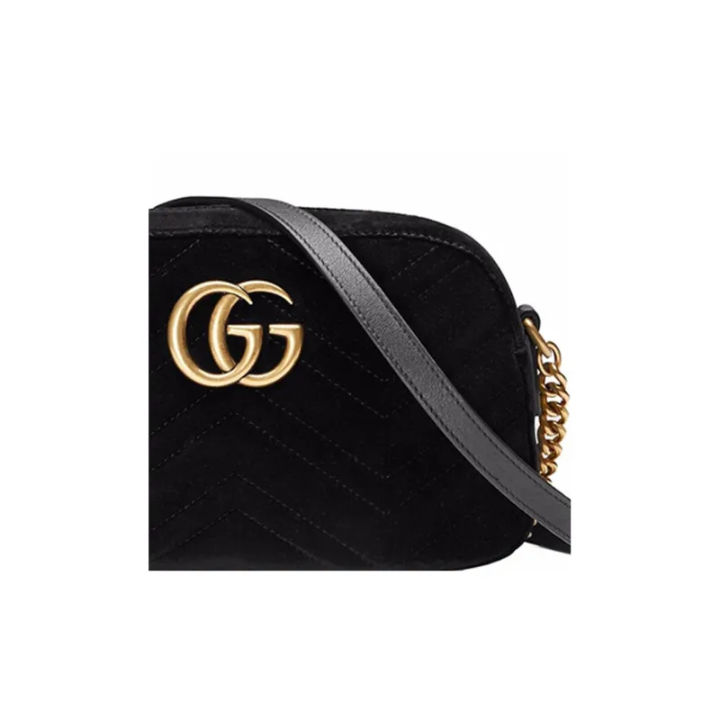 GUCCI Velvet Camera Bags Crossbody Bag Shoulder Bag Women's Black-8