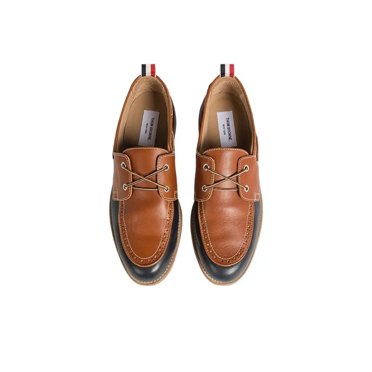 THOM BROWNE Two-tone Leather Boat Shoes-3