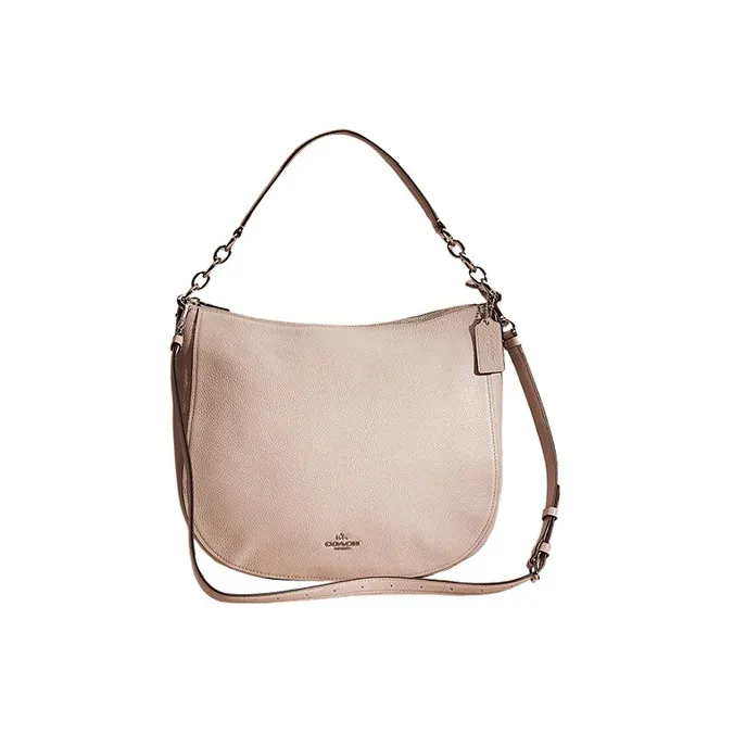COACH Chelsea Pebbled Leather Portable Crossbody Bag Shoulder Bag Large Size Women's Gray White-0