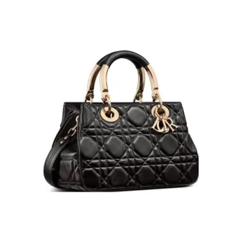 DIOR Calfskin Princess Diana Bag Shoulder Bag Crossbody Bag Handbag Medium Size Women's Black
