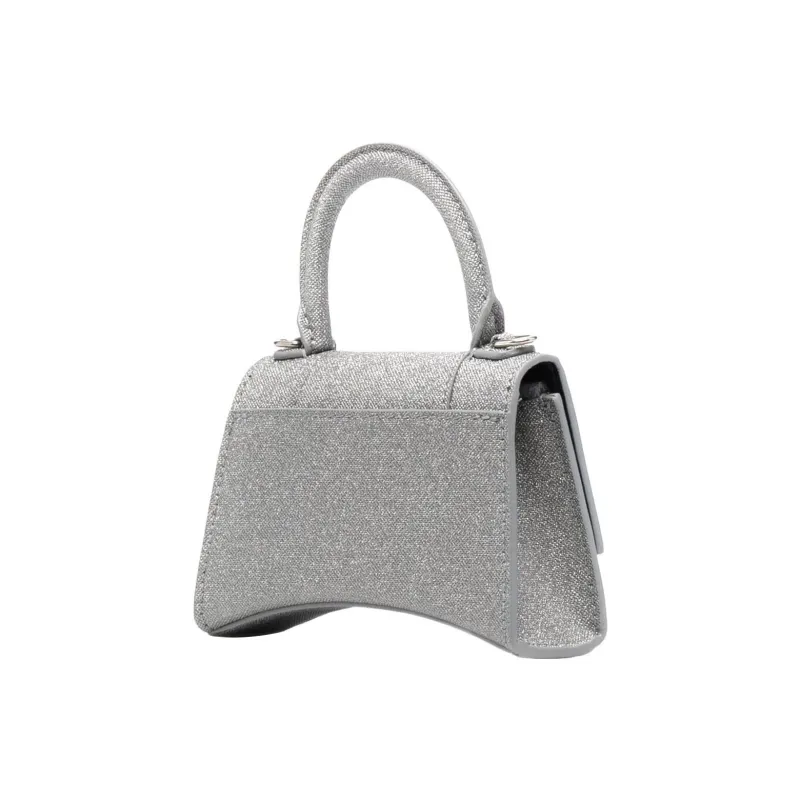Balenciaga Hourglass Polyurethane Hourglass Bag, Shoulder Bag, Crossbody Bag, Handbag Mini Women's Silver-1