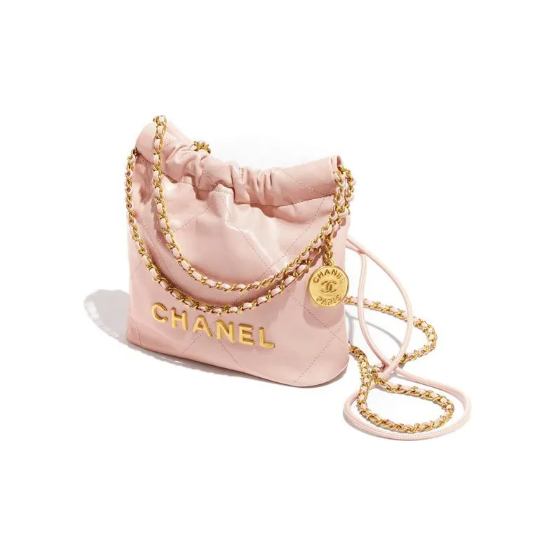 CHANEL 22Bag Bright Calfskin Bucket Bag, Shoulder Bag, Crossbody Bag Mini Women's Pink-1