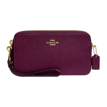 COACH Kira Litchi Grain Leather Storage Bag Clutch Crossbody Bag Women's Purple