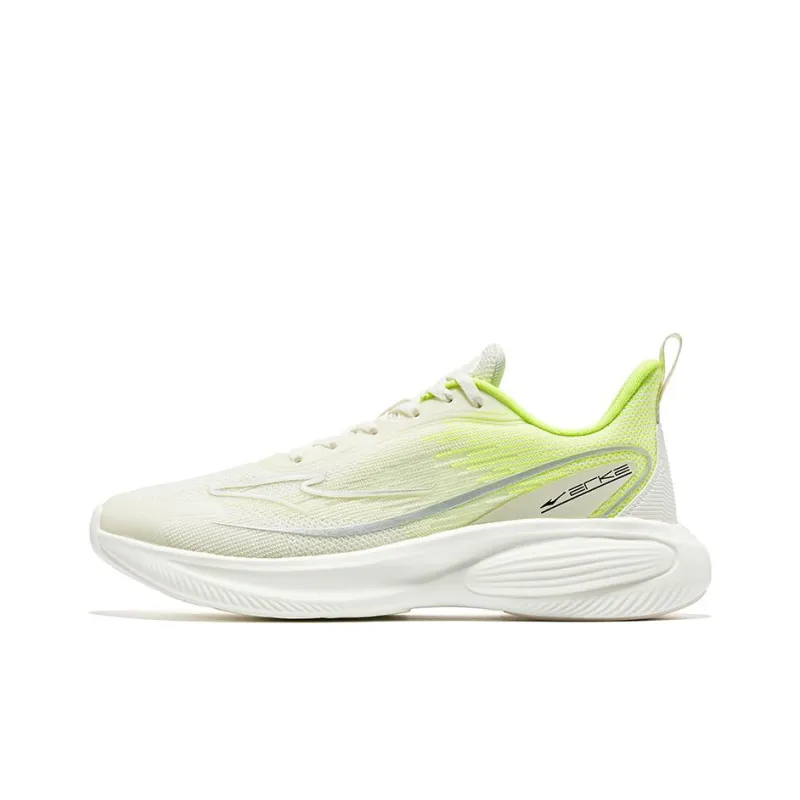 Erke Bullets Cushioned Anti-Slip Wear-Resistant Breathable Lightweight Low-Top Running Shoes Men's White Green-0