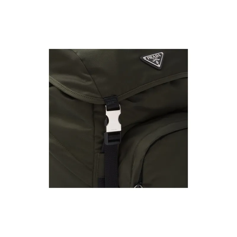PRADA Recycled Nylon With Saffiano Leather Backpack Men's Moss Green-3