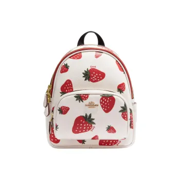 COACH Court Coated Canvas With Pebbled Leather Backpack Mini Women's White/Red