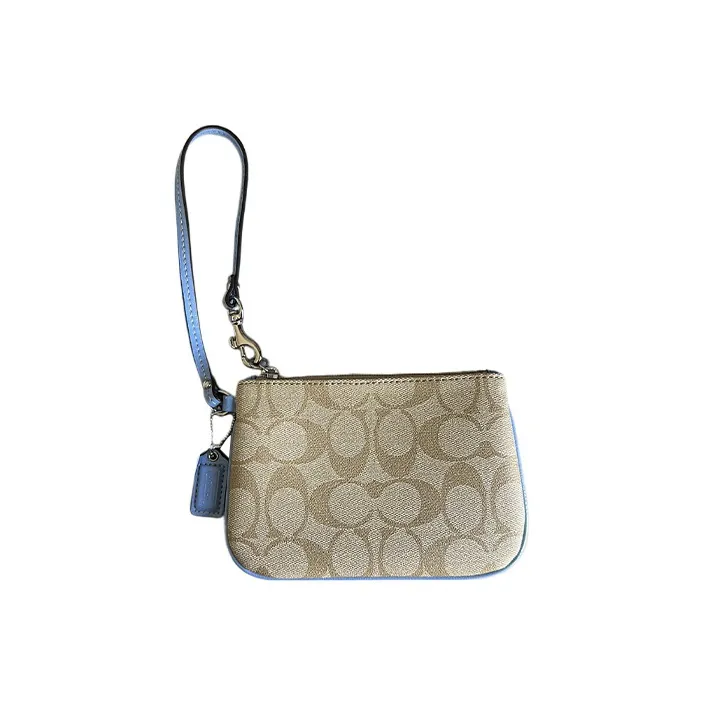 COACH Wristlet Canvas Wrist Bag Small Size Women's Light Khaki-1
