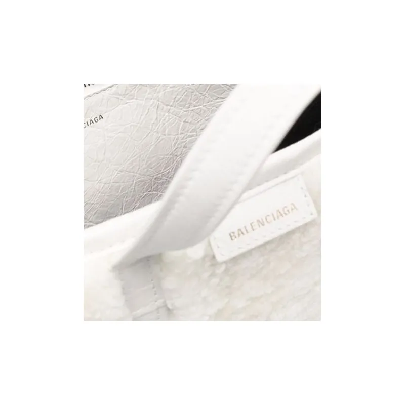 Balenciaga Barbes Sheepskin Shearling Crossbody Handbag Trumpets Women's White-3