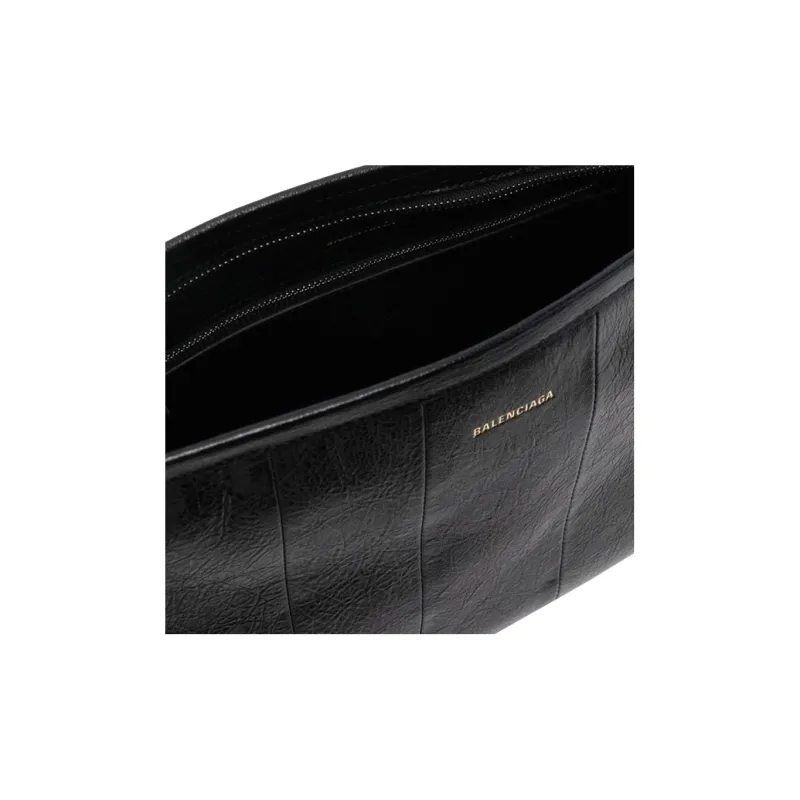 Balenciaga Barbes Leather Clutch Women's Black-3