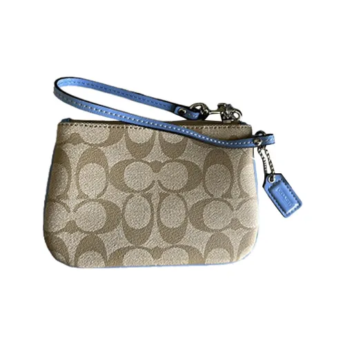 COACH jackets Canvas Wrist Bag Small Size Women's Light Khaki
