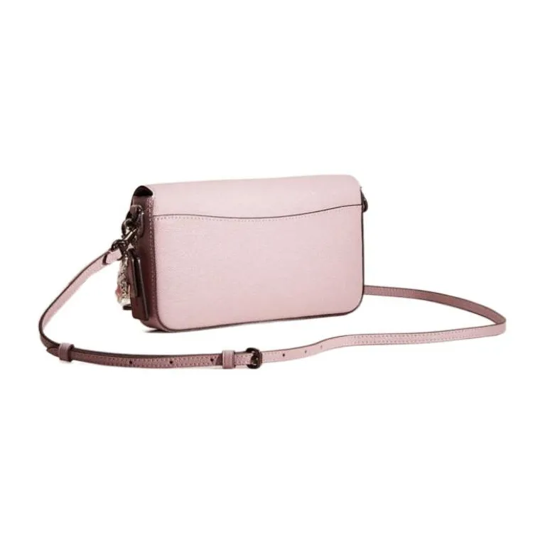COACH Cross Grain Leather Messenger Bag, Shoulder Bag, Crossbody Bag Trumpets Women's Pink-1