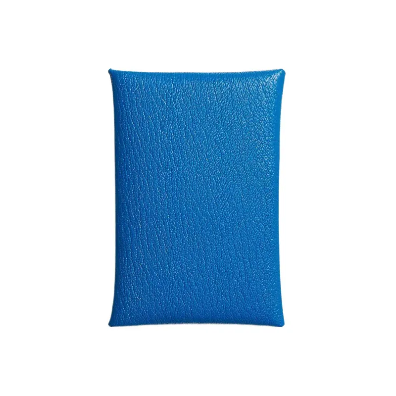 HERMES Calvi Mysore Goat Skin Card Holder Women's T7 Bleu Hydra Water Nymph Blue-0