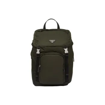 PRADA Recycled Nylon With Saffiano Leather Backpack Men's Moss Green