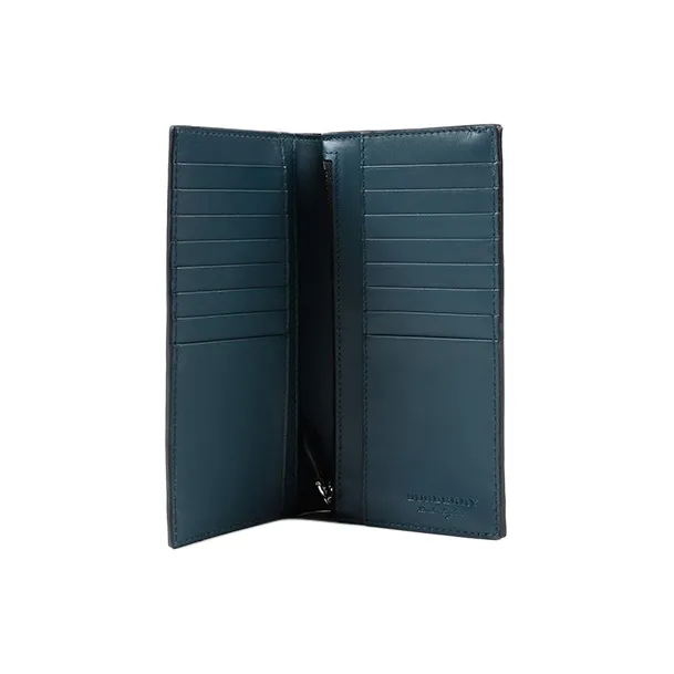 Burberry Calfskin Trim Wallet Men's Camel/Blue-3