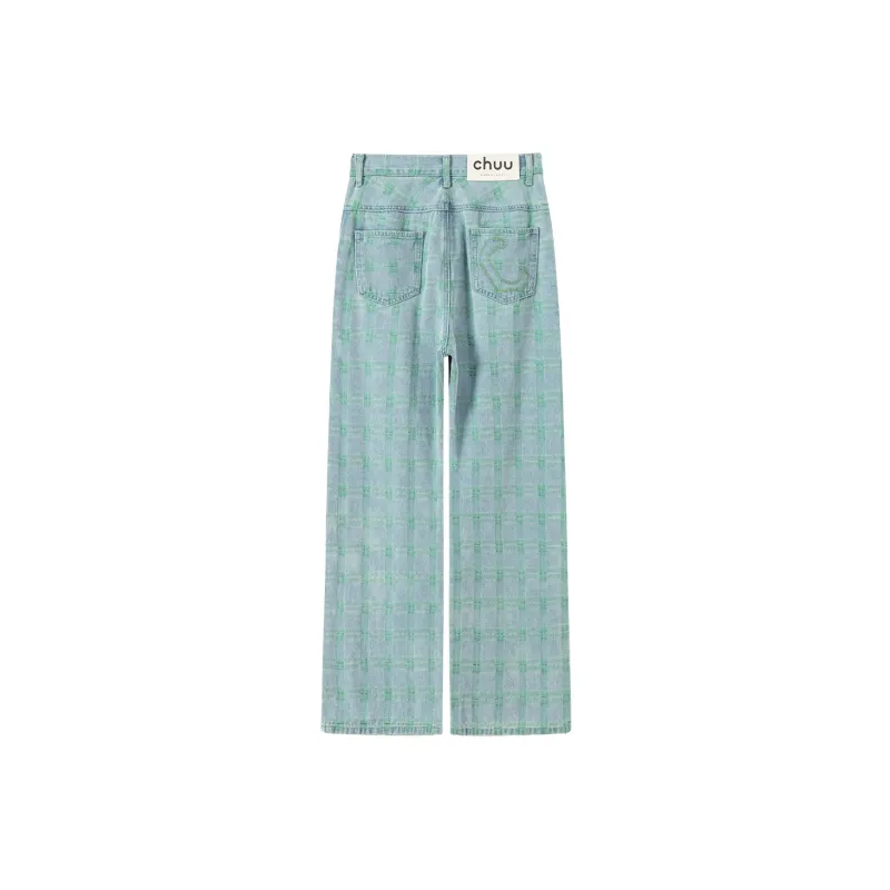 CHUU Jeans Women's Blue Plaid-1