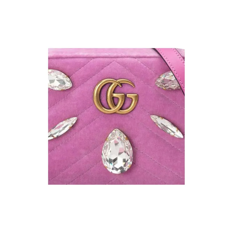 GUCCI GG Marmont Velvet Crossbody Bag Shoulder Bag Mini Women's Pink-5