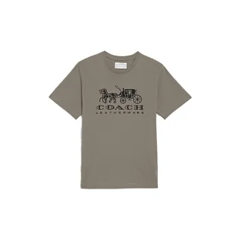 COACH Letter Print Crew Neck Pullover Short-Sleeved T-Shirt Men's Gray